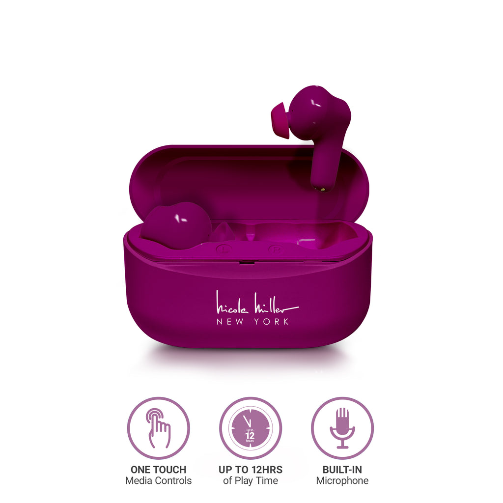Nicole Miller StyleSound True Wireless Earbuds Plum