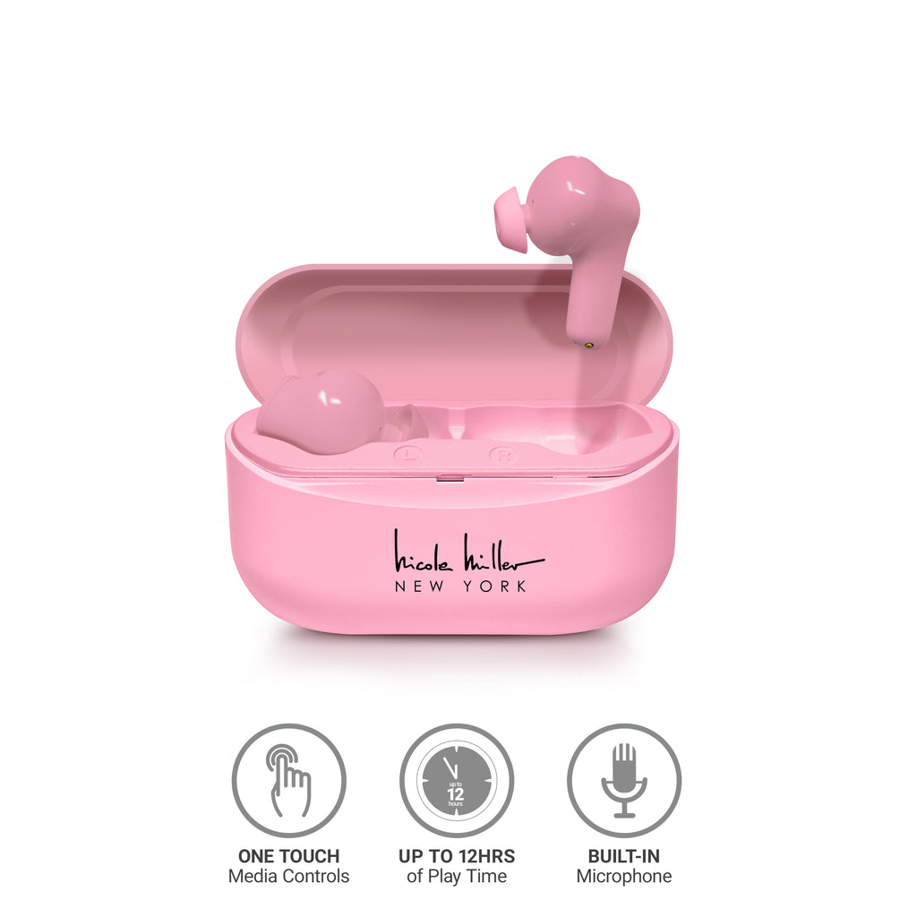 Nicole Miller StyleSound True Wireless Earbuds Soft Pink