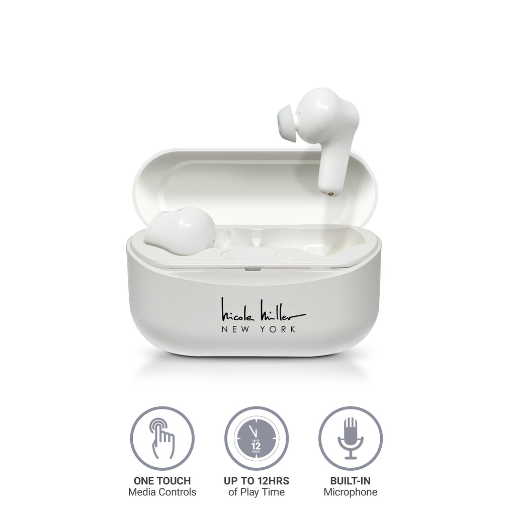 Nicole Miller StyleSound True Wireless Earbuds White