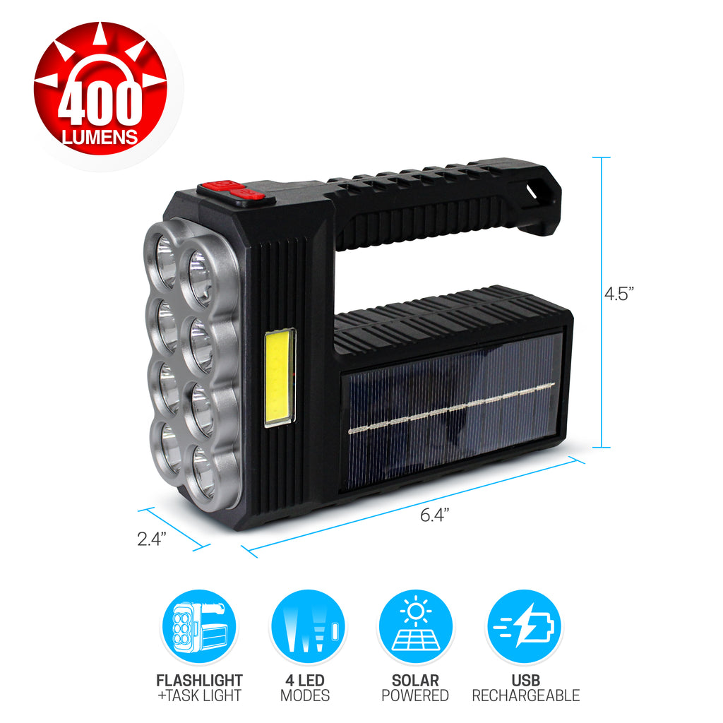 Adurance 2-in-1 Tactical Solar Rechargeable Flashlight & Task Light