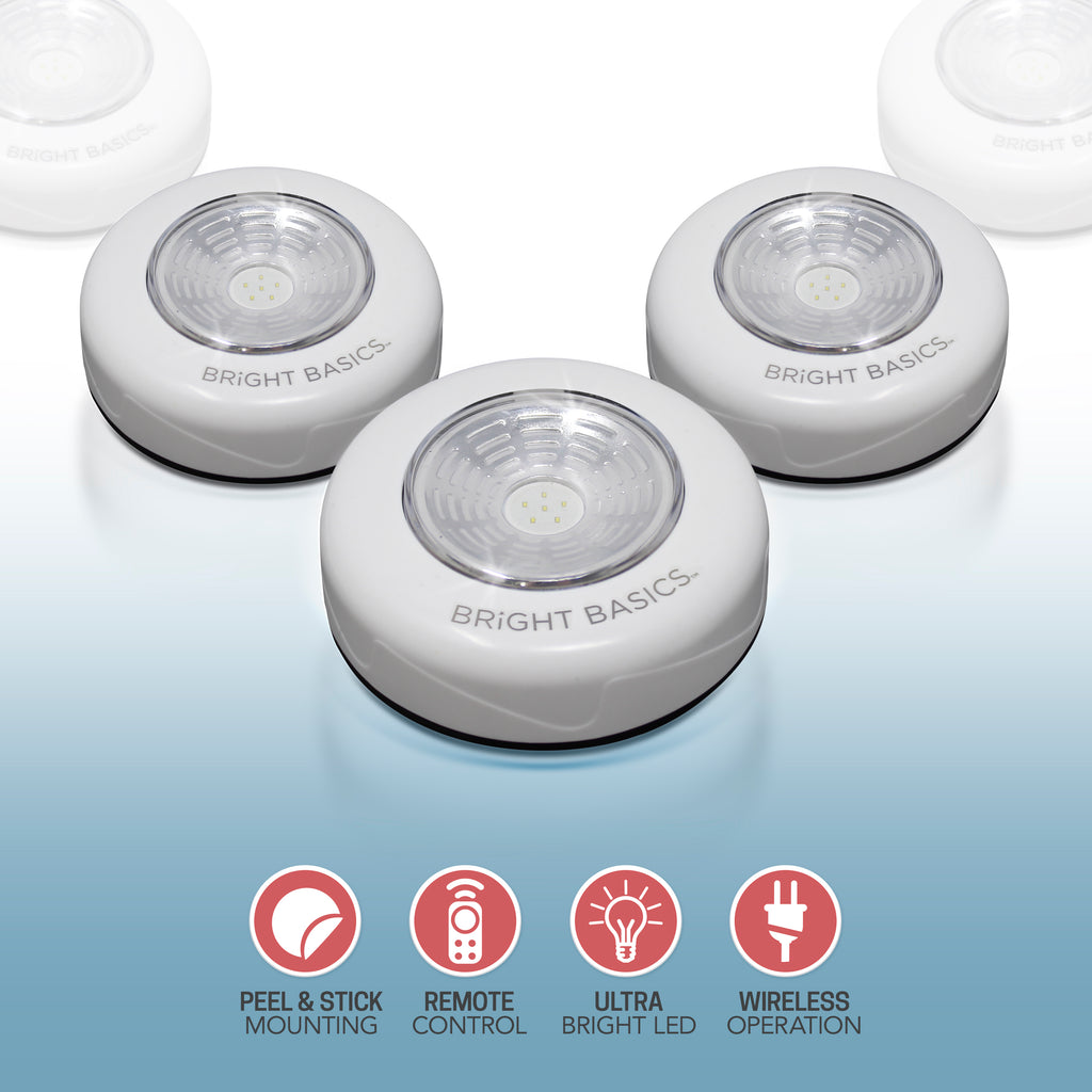 Bright Basics 6 Pack Wireless LED Lights w/ Remote Control