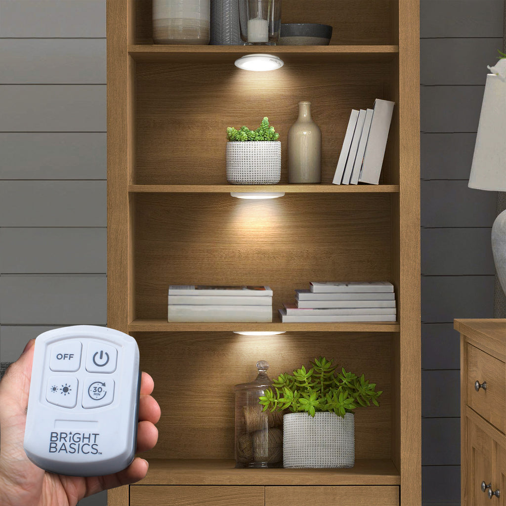 Bright Basics 3 Pack Ultra Thin Wireless LED Puck Lights w/ Remote Control