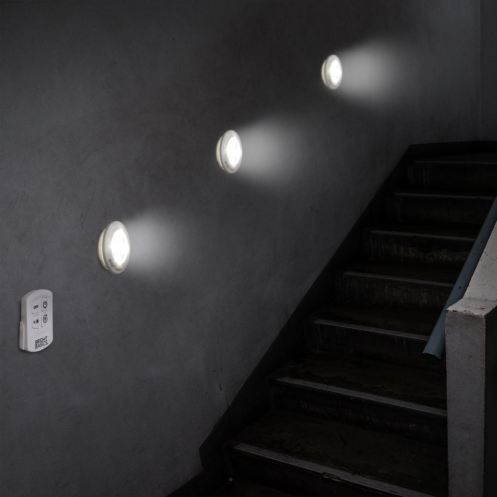 Bright Basics 3 Pack Ultra Thin Wireless LED Puck Lights w/ Remote Control