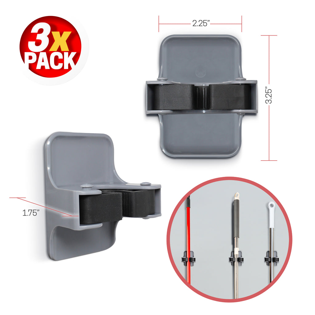 Universal Peel & Stick 3 Pack Broom Holders