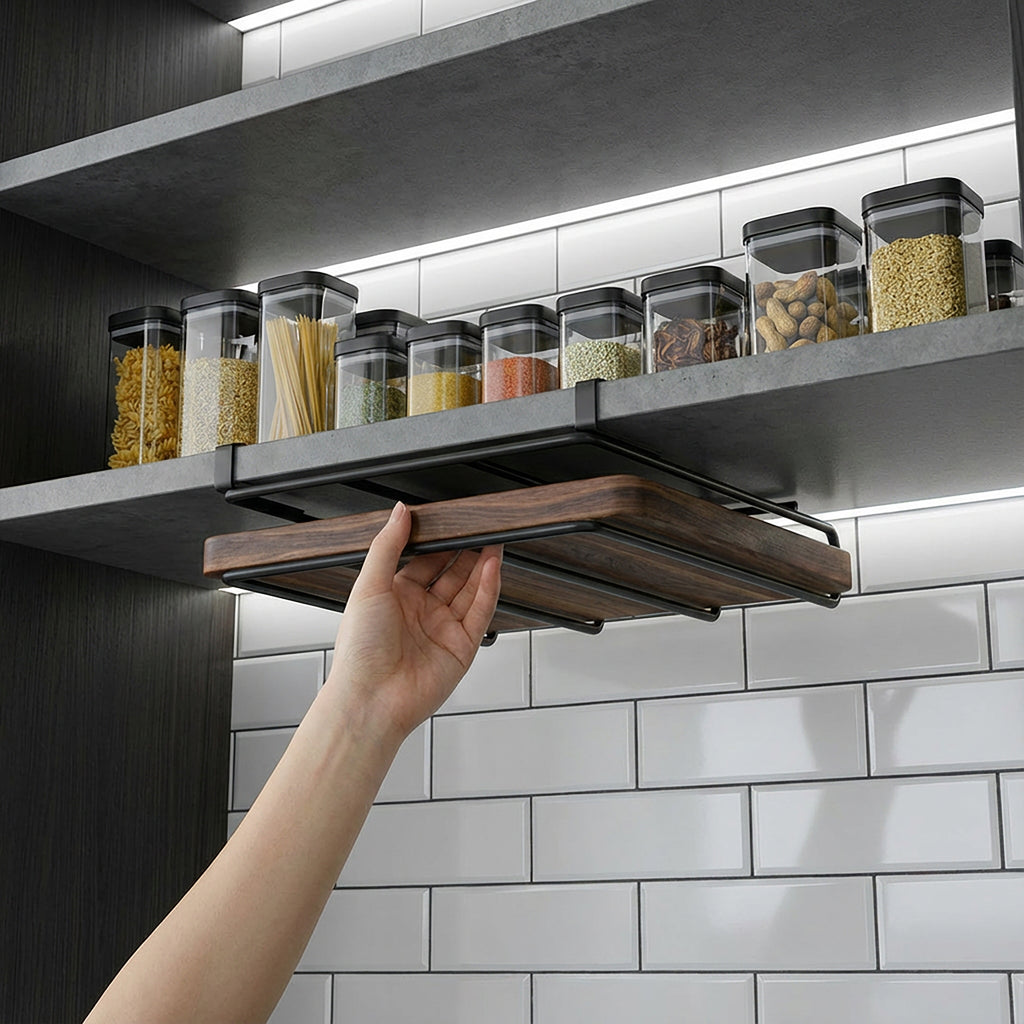 Space & Home Hang and Slide Cutting Board Storage Rack