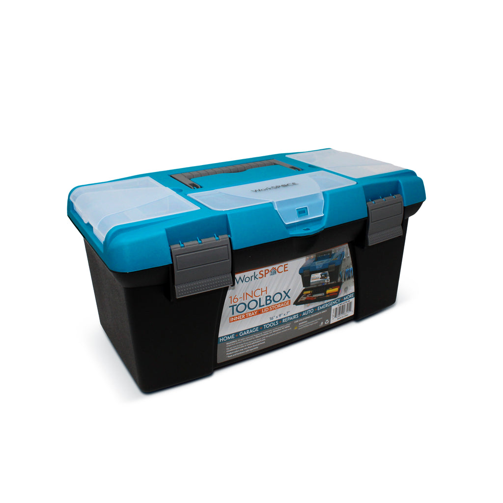 WorkSpace 16" Tool Box with Inner Tray & Lid Storage