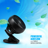 LuxBreeze Rechargeable Cordless Portable Fan w/ Clip-On Feature