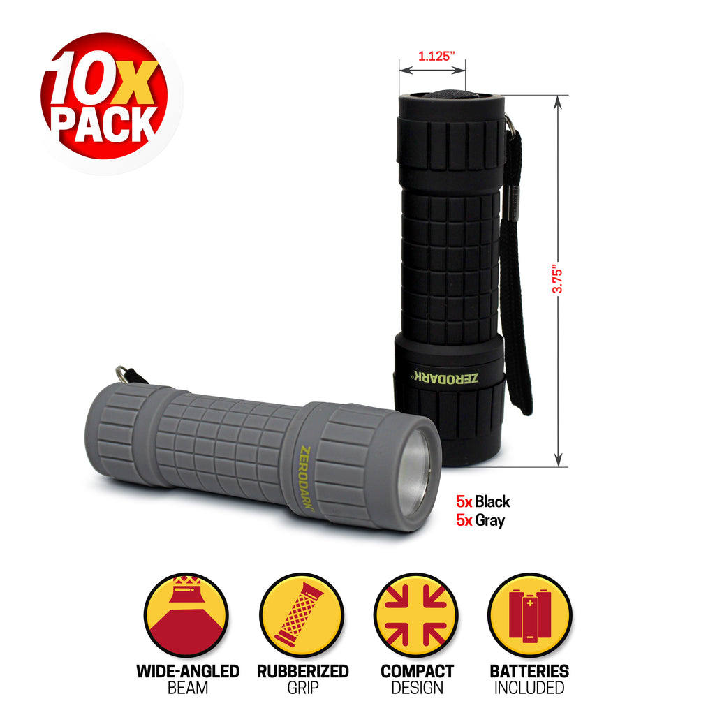 Universal 10 Pack Rubberized Grip Portable Flashlights