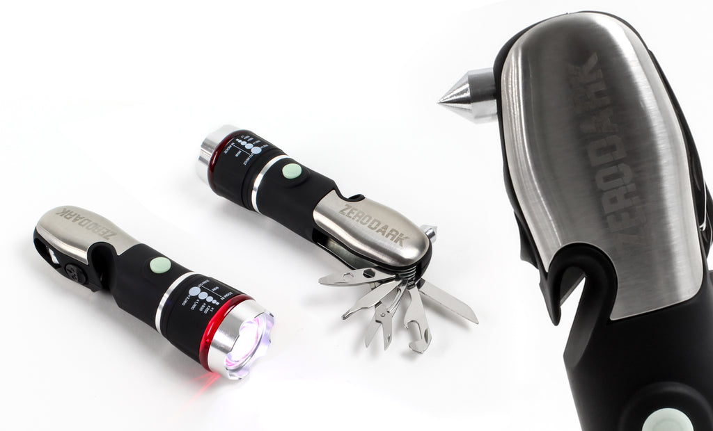 ZeroDark 5pc Tactical Stainless Steel Multi Tool Flashlight, Seat Belt Cutter, & Glass Breaker