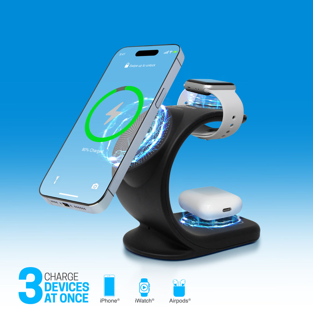 PowerUp Trio 3 in 1 Wireless Charging Station for iPhone, iWatch & AirPods