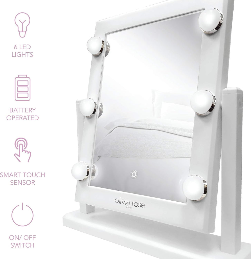 075-Olivia Rose Large Vanity Mirror w Lights and Stand