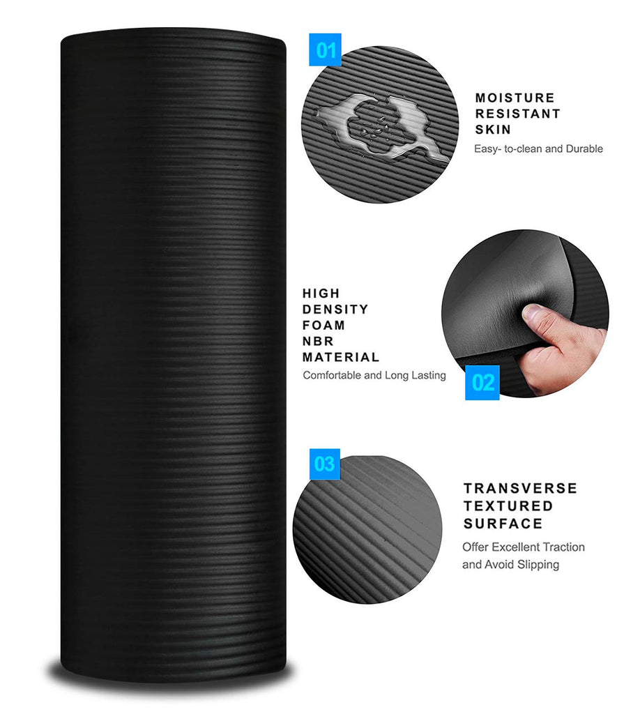 Aduro Sport Yoga Workout Mat, 1/2-Inch Extra Thick Yoga Foam Mat