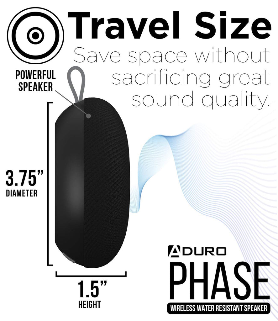 Phase Wireless Speaker Water Resistant for Outdoor and Travel Black