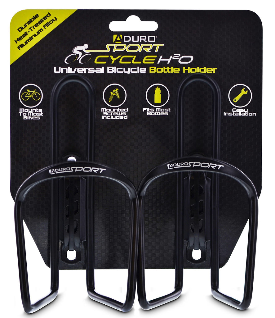 Aduro Bike Water Bottle Holder Aluminum Cage 2X Pack Bicycle Water Bottle Mount Black