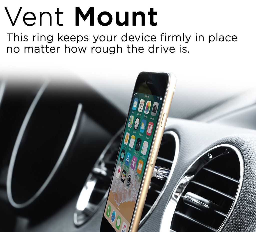 U-Grip Mobile Phone Ring Holder, 3 in 1 Universal Phone Ring Stand, Car Vent Mount, & Holder