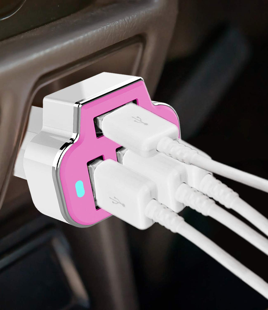 PowerUp 4 USB Port Car Charger Adapter for iPhone Samsung and More