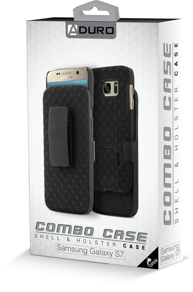 Galaxy S7 Case, Aduro Shell & Holster COMBO Case Super Slim Shell Case w/ Built-In Kickstand + Swivel Belt Clip Holster for Samsung Galaxy S7