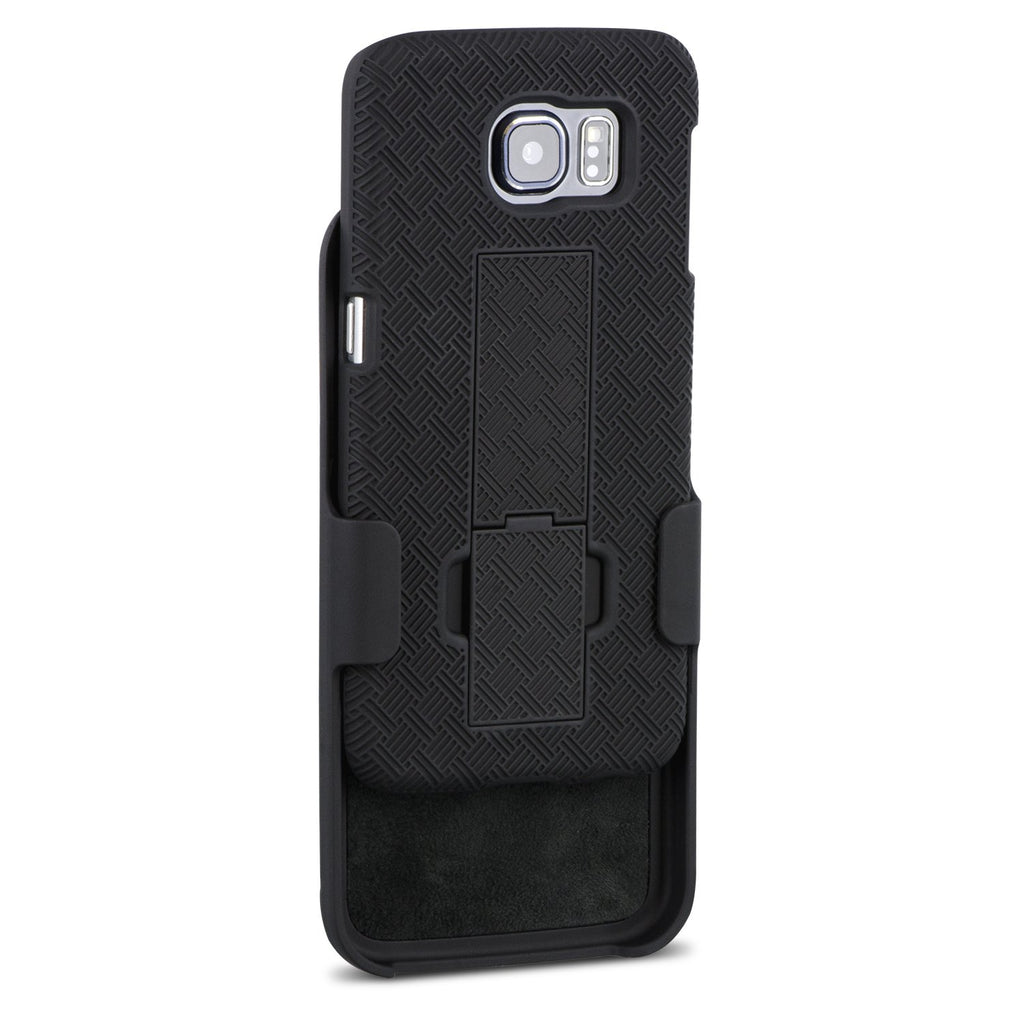 Galaxy S6 Case, Aduro Shell & Holster COMBO Case Super Slim Shell Case w/ Built-In Kickstand + Swivel Belt Clip Holster for Samsung Galaxy S6