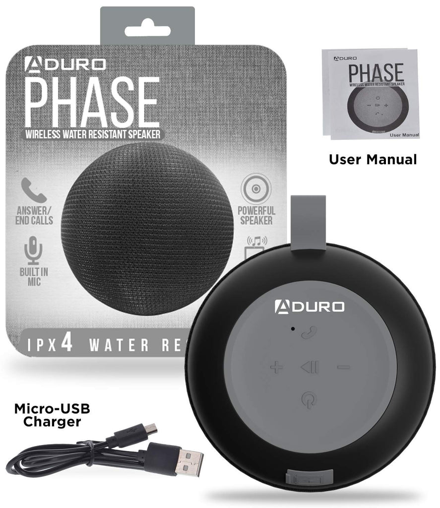 Phase Wireless Speaker Water Resistant for Outdoor and Travel Black