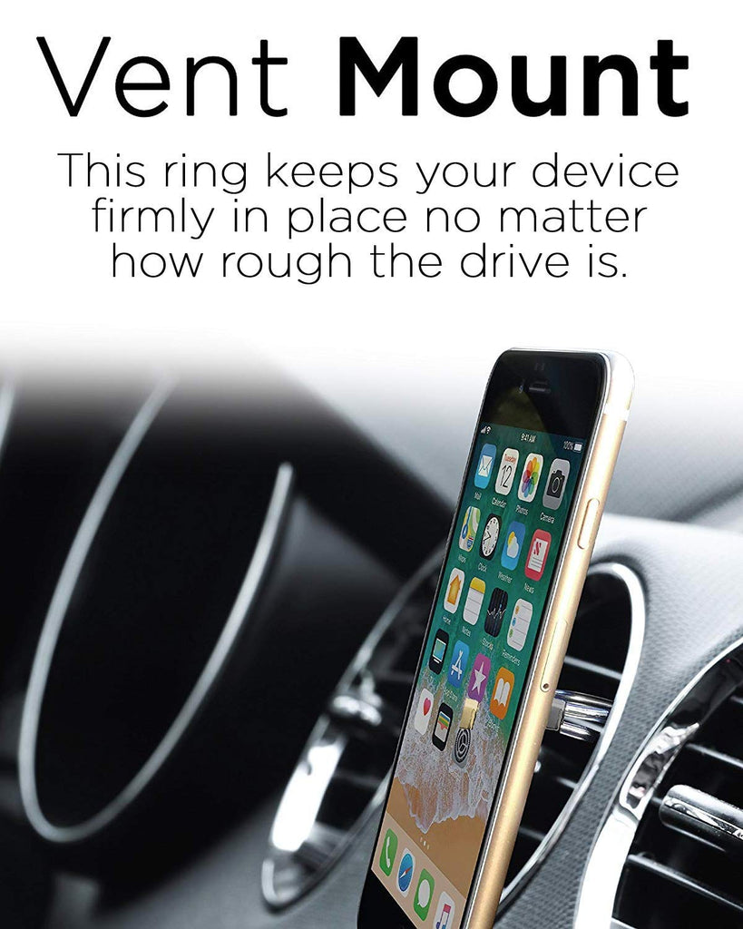 U-Grip Mobile Phone Ring Holder, 3 in 1 Universal Phone Ring Stand, Car Vent Mount, & Holder