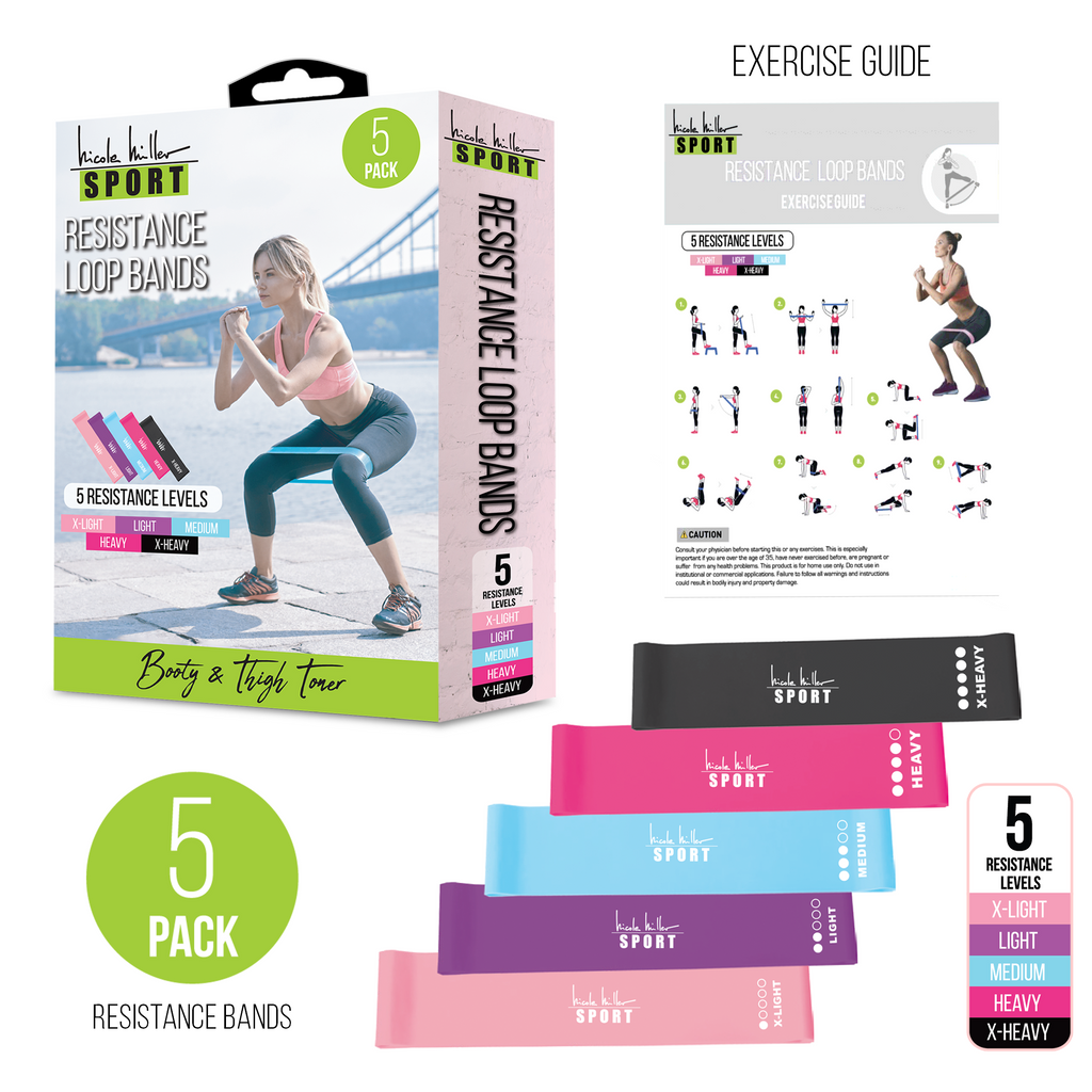 Nicole Miller Sport Resistance Loop Bands 5 Pc Set