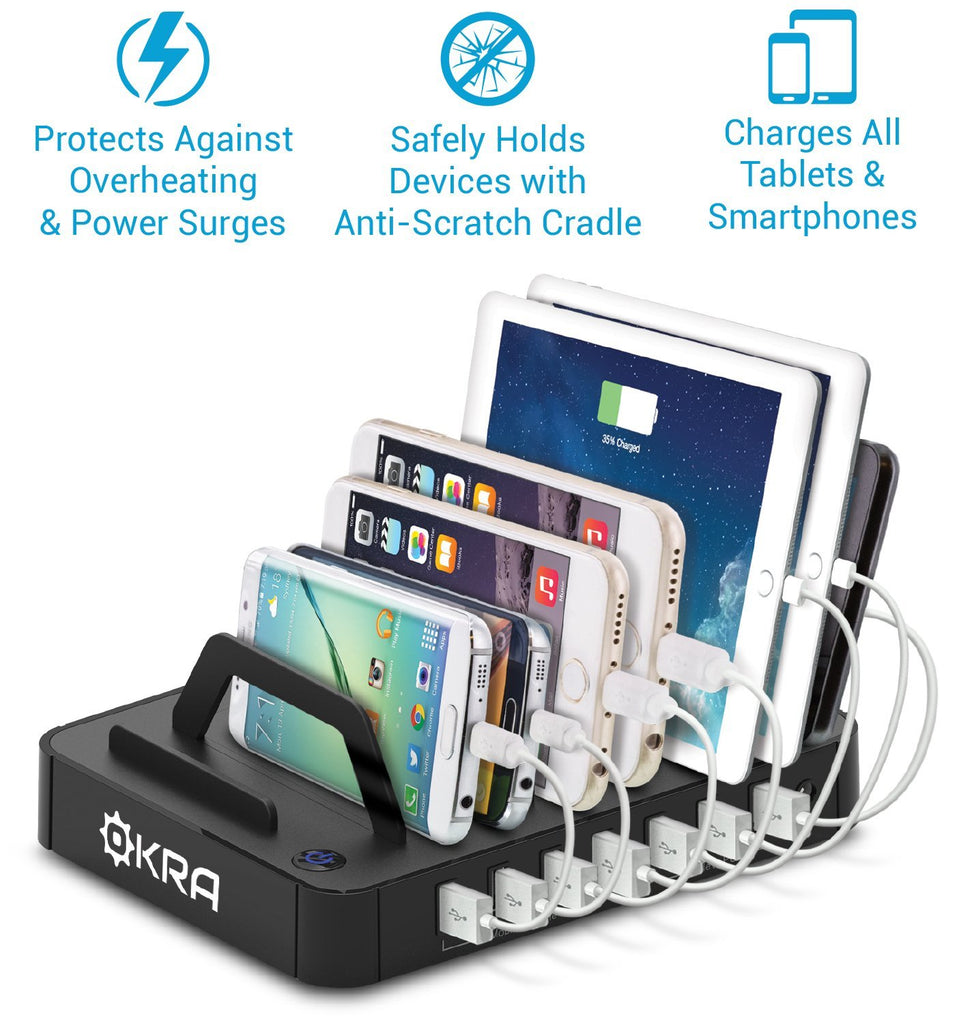 7-Port Hub USB Desktop Universal Charging Station Multi Device Dock for iPhone, iPad, Samsung Galaxy, LG, Tablet PC and all Smartphones and Tablets