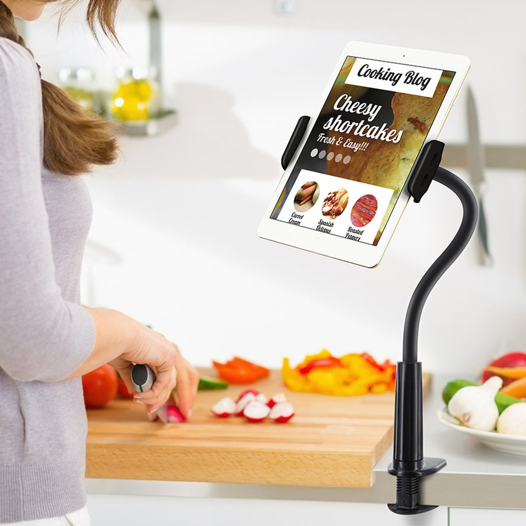 Aduro Solid-Grip 360 Adjustable Universal Gooseneck Tablet Stand for Desk Durable, Rubberized, Mount with Holder Black