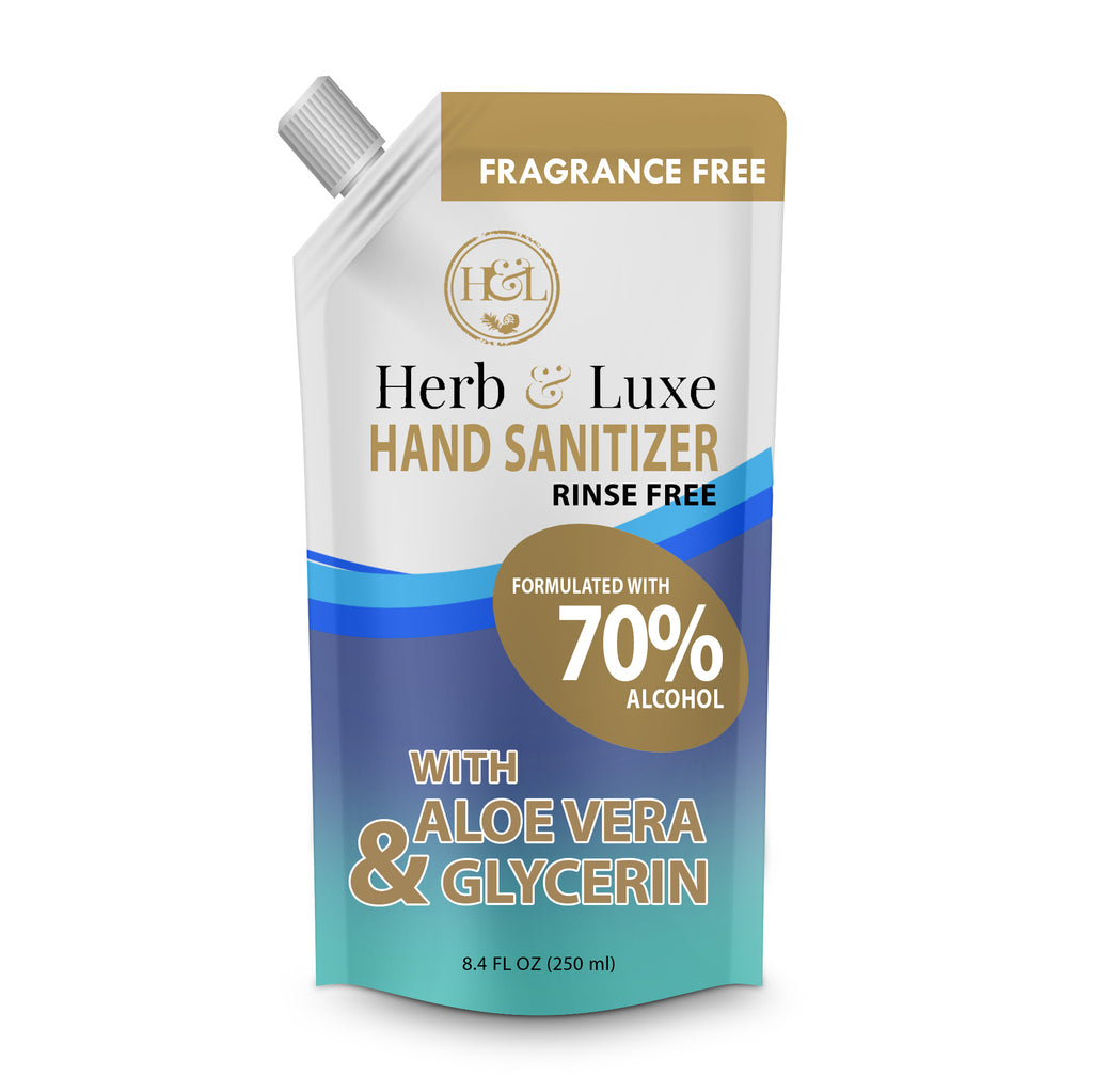Herb & Luxe Fragrance Free Hand Sanitizer w/ Aloe Vera 8.4 Oz Herb & Luxe Fragrance Free Hand Sanitizer w/ Aloe Vera 8.4 Oz