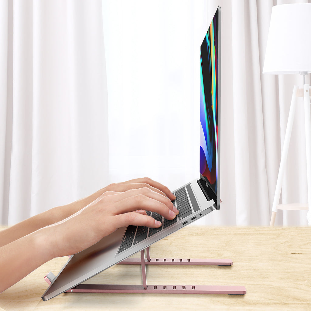 U-Rise Steel Laptop Computer Foldable Aluminum Desktop Stand Rose Gold