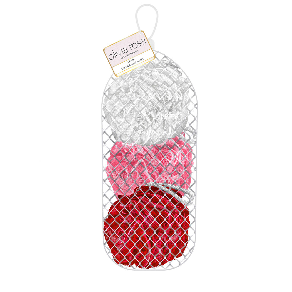 Olivia Rose 3 Pack Shower Loofa Bag