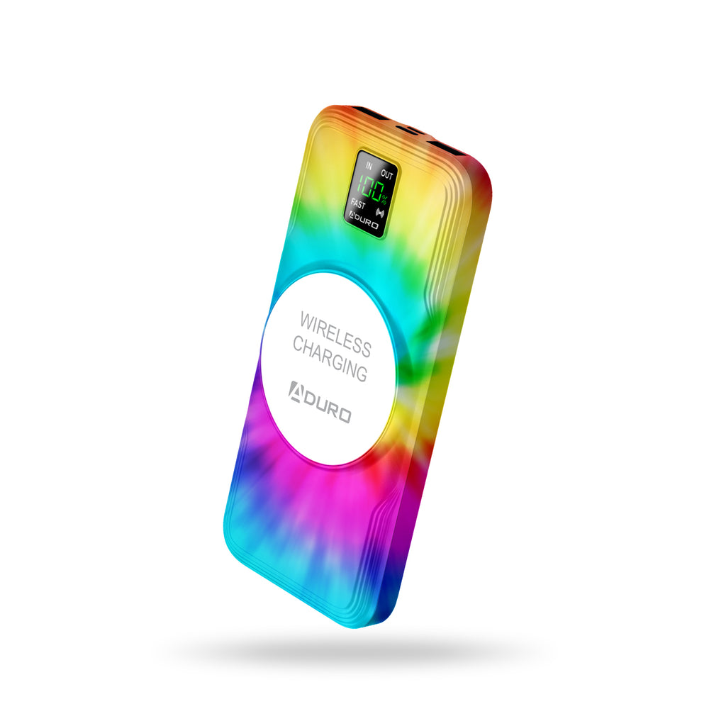 PowerUp StyleHub Wireless Charging 10,000mAh Dual USB Backup Battery Rainbow