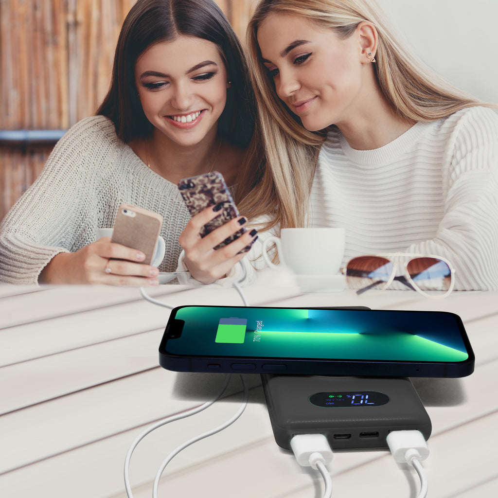 PowerUp Shine Wireless Charging 10,000mAh Dual USB Backup Battery Pink