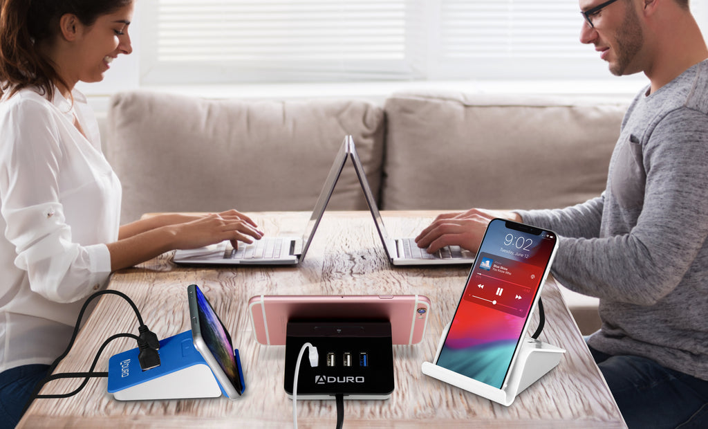 Aduro PowerUp 4 Port USB Charging Desktop Station & Stand for Multiple Devices
