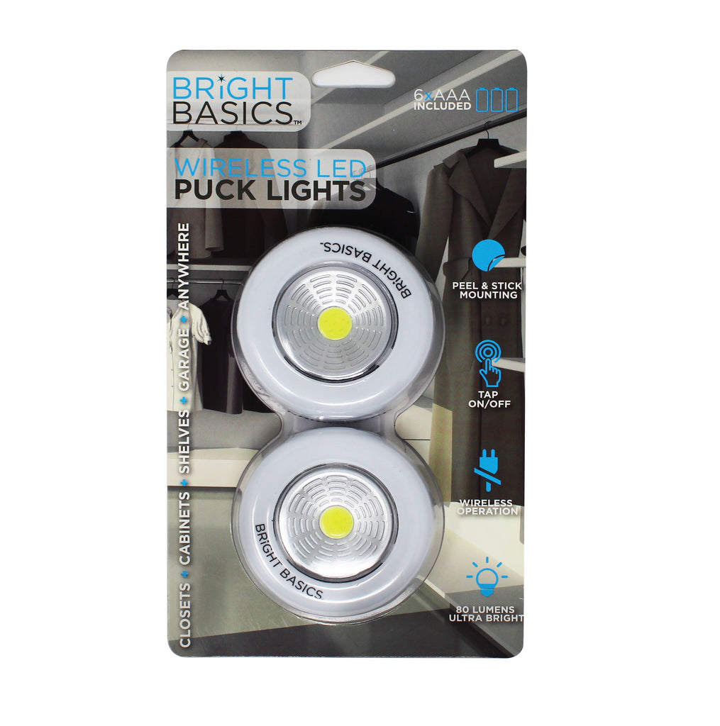 Bright Basics 2 Pack Ultra Thin Wireless LED Puck Lights