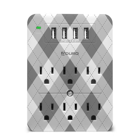 Aduro Surge Multi Charging Station with 6 Outlets & Dual USB Ports