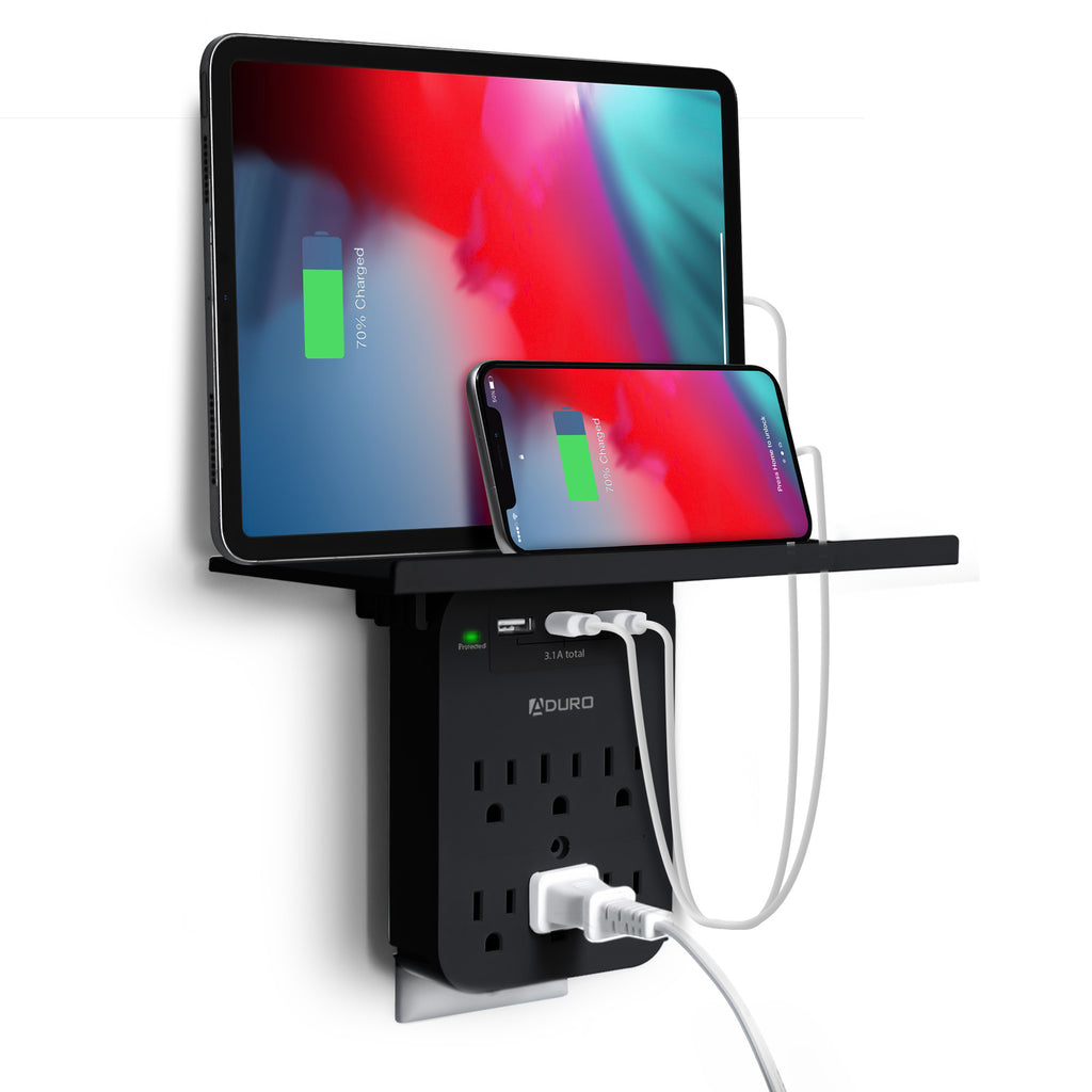 Aduro Surge Shelf Series Multi-Charging Station Surge Protector with 6 Outlets & 3 USB Ports