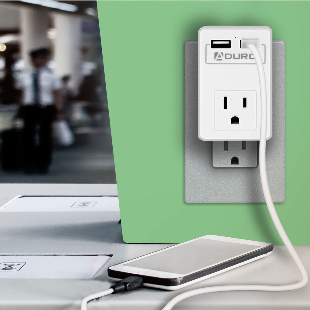 Aduro Surge Mini Travel Single Outlet Dual USB Surge Protector