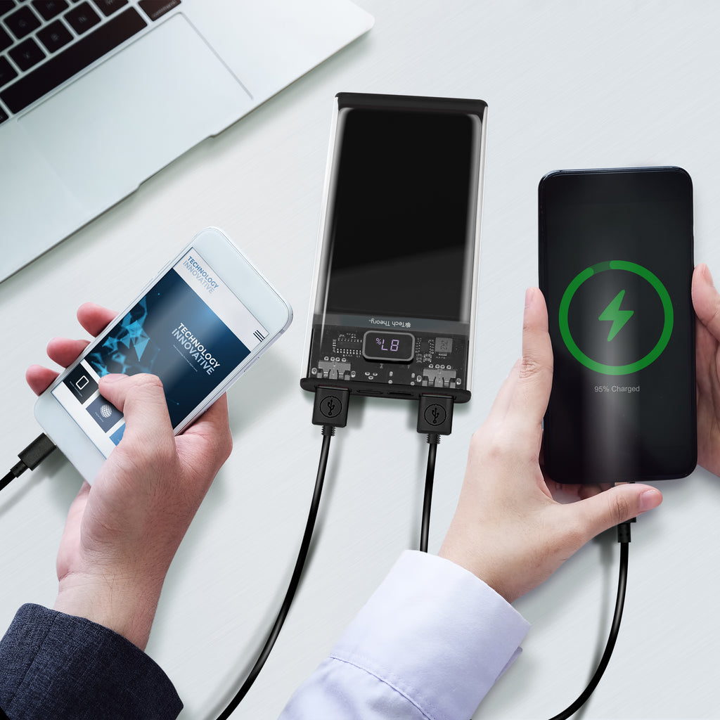 PowerBoost Crystal Clear 10,000mAh Dual USB Portable Battery Black
