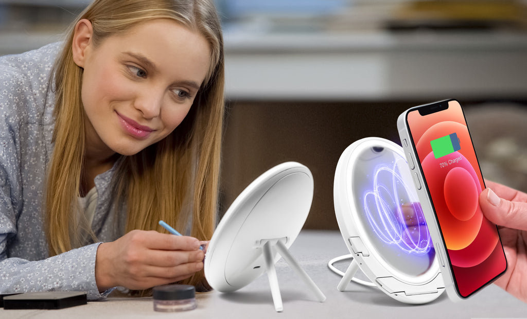 Tech Theory Portable LED Vanity Mirror with Qi Wireless Charging