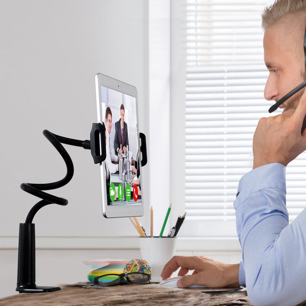 Aduro Solid-Grip 360 Adjustable Universal Gooseneck Tablet Stand for Desk Durable, Rubberized, Mount with Holder