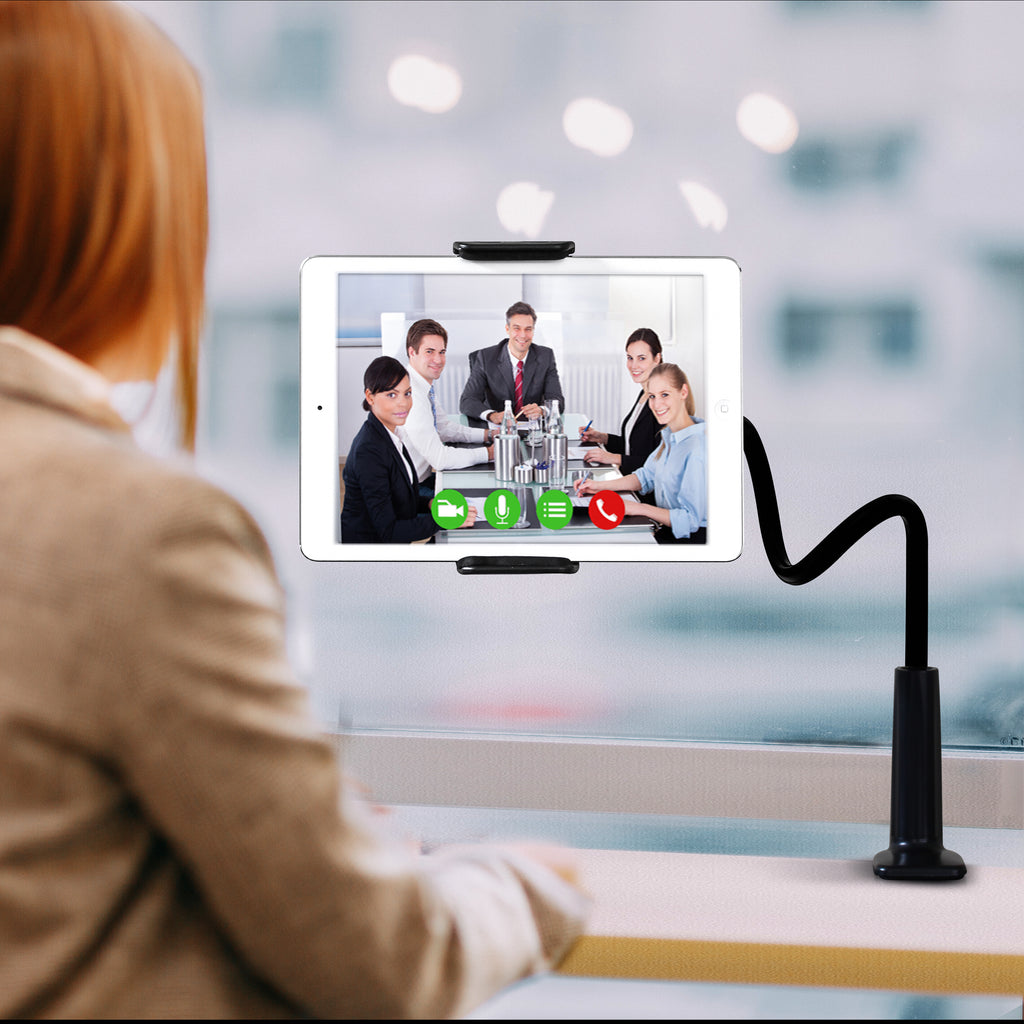 Aduro Solid-Grip 360 Adjustable Universal Gooseneck Tablet Stand for Desk Durable, Rubberized, Mount with Holder
