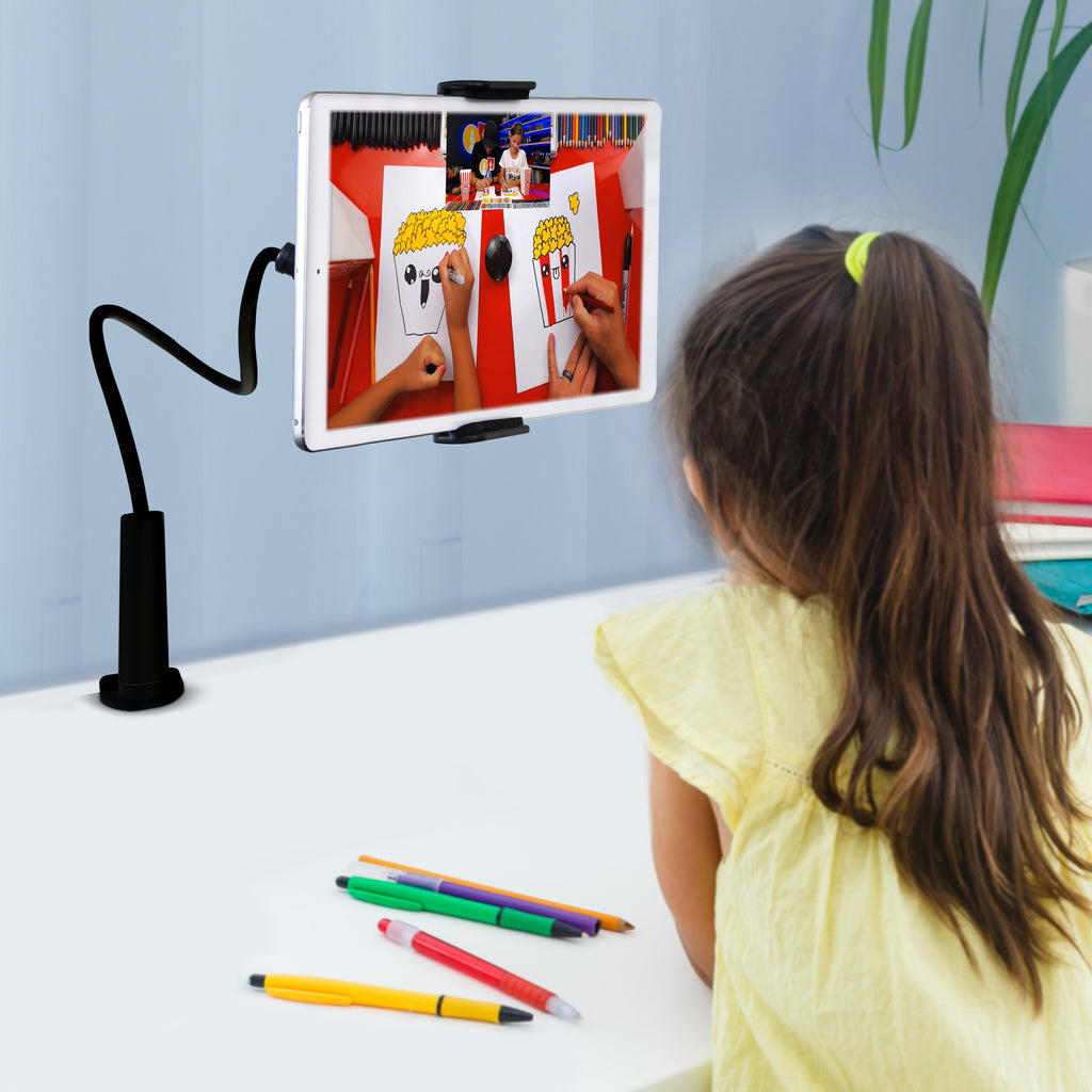 Aduro Solid-Grip 360 Adjustable Universal Gooseneck Tablet Stand for Desk Durable, Rubberized, Mount with Holder