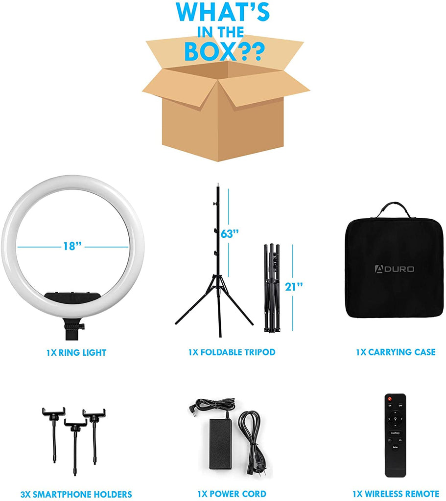 Aduro U-Stream Executive Home Streaming Studio Kit with 18" Ring Light & Tripod