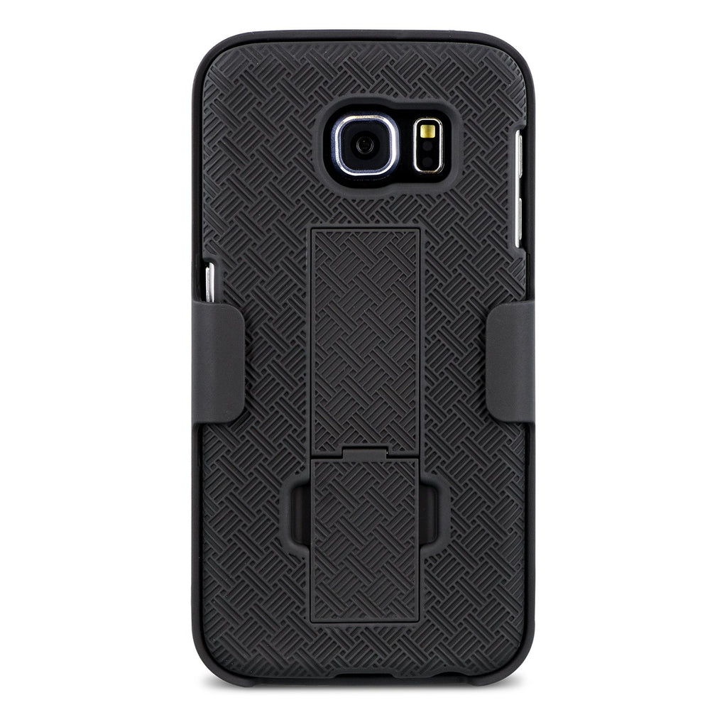 Galaxy S6 Case, Aduro Shell & Holster COMBO Case Super Slim Shell Case w/ Built-In Kickstand + Swivel Belt Clip Holster for Samsung Galaxy S6