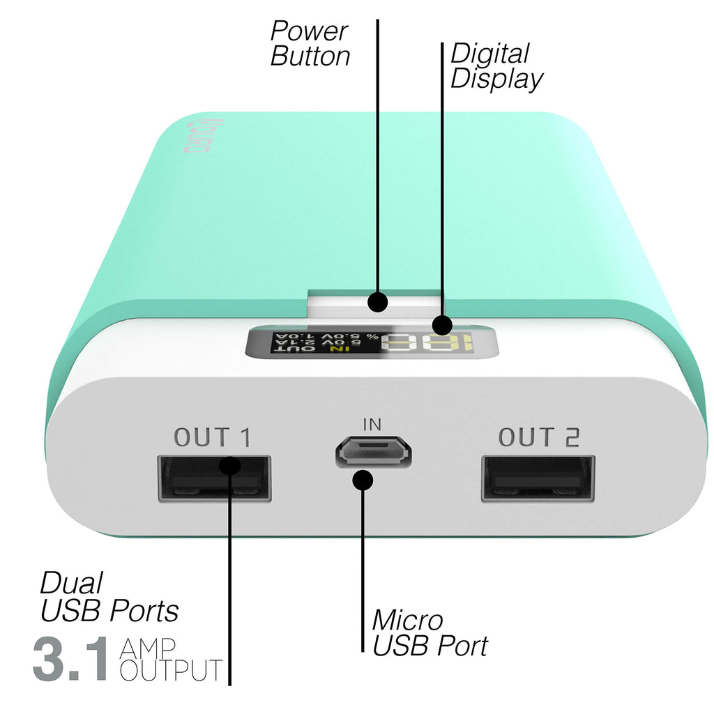 Aduro Dual USB LED Screen 20,800mAh Portable Phone External Battery Charger