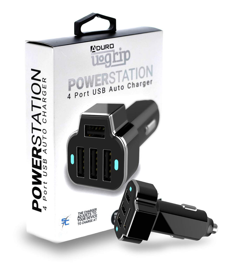 PowerUp 4 USB Port Car Charger Adapter for iPhone Samsung and More
