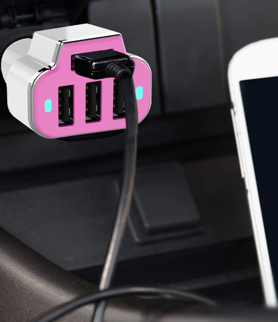 PowerUp 4 USB Port Car Charger Adapter for iPhone Samsung and More
