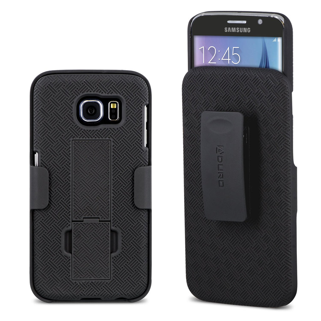 Galaxy S6 Case, Aduro Shell & Holster COMBO Case Super Slim Shell Case w/ Built-In Kickstand + Swivel Belt Clip Holster for Samsung Galaxy S6