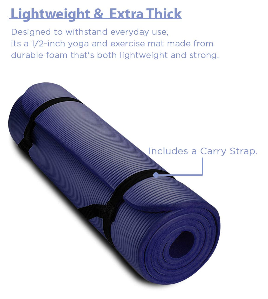 Aduro Sport Yoga Workout Mat, 1/2-Inch Extra Thick Yoga Foam Mat