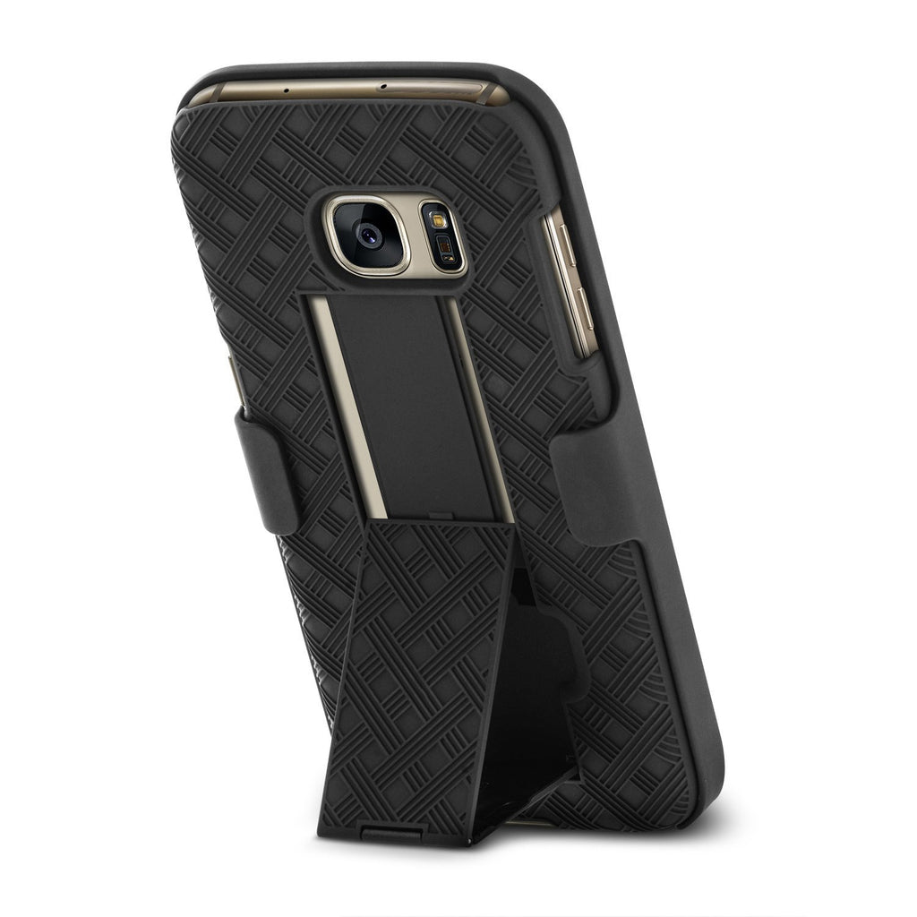 Galaxy S7 Case, Aduro Shell & Holster COMBO Case Super Slim Shell Case w/ Built-In Kickstand + Swivel Belt Clip Holster for Samsung Galaxy S7